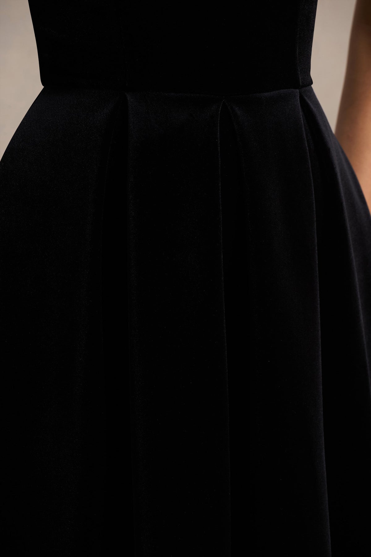 Ablaze | Black Velvet Bardot Short Sleeve A-Line Midi Dress