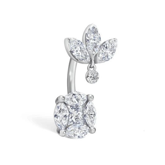 Diamond Lotus and Cluster Navel Barbell