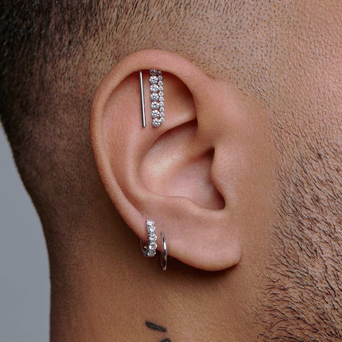 Polished Round Bar Threaded Stud Earring With Titanium Backing
