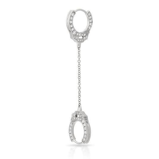 Double-sided Diamond Handcuff with Medium Chain Hoop Earring