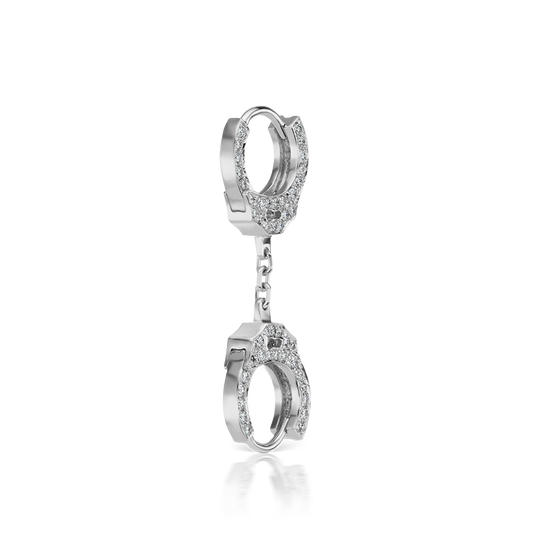 Double-sided Diamond Handcuff Hoop Earring with Short Chain