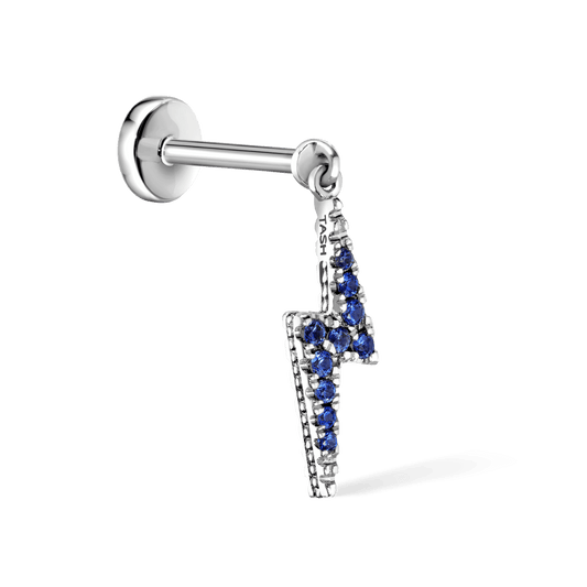 Diamond and Sapphire Lightning Bolt Threaded Charm Earring