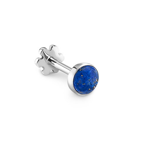 Lapis Threaded Stud Earring With Titanium Backing