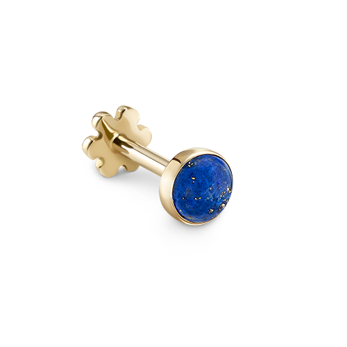 Lapis Threaded Stud Earring With Titanium Backing