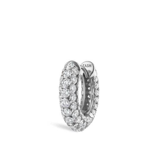 Invisible Set Diamond Three Row Pavé Hoop Earring