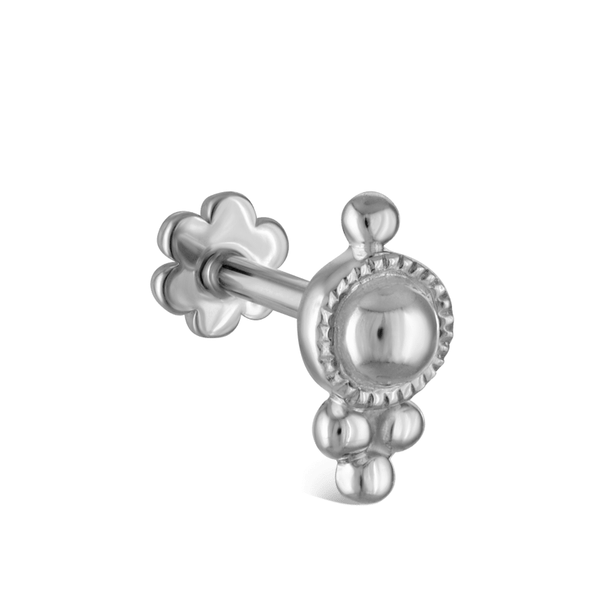 Four Ball Trinity Threaded Stud Earring With Titanium Backing
