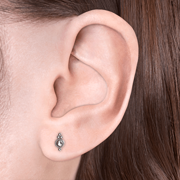 Four Ball Trinity Threaded Stud Earring With Titanium Backing