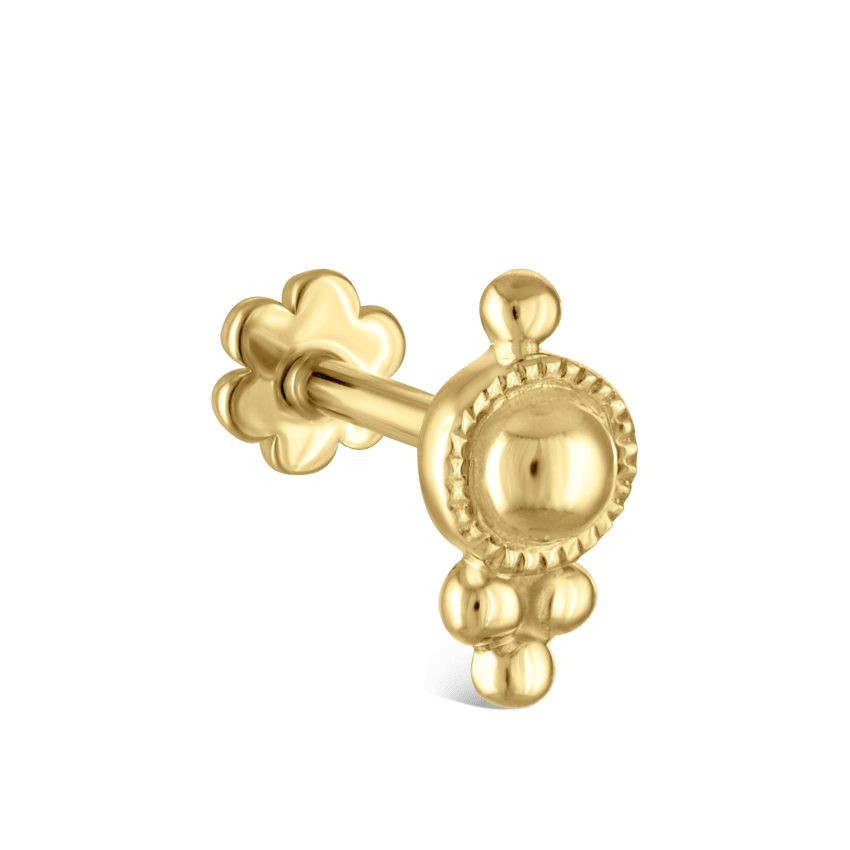 Four Ball Trinity Threaded Stud Earring With Titanium Backing