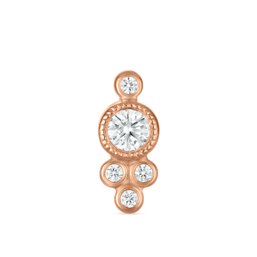 Five Diamond Trinity Threaded Stud Earring With Titanium Backing