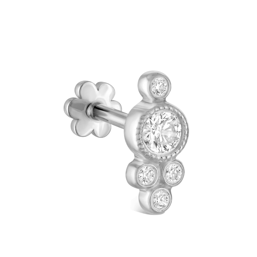Five Diamond Trinity Threaded Stud Earring With Titanium Backing