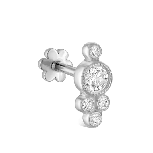 Five Diamond Trinity Threaded Stud Earring With Titanium Backing