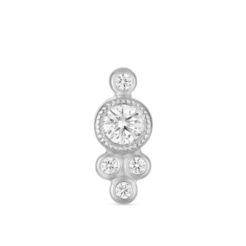 Five Diamond Trinity Threaded Stud Earring With Titanium Backing