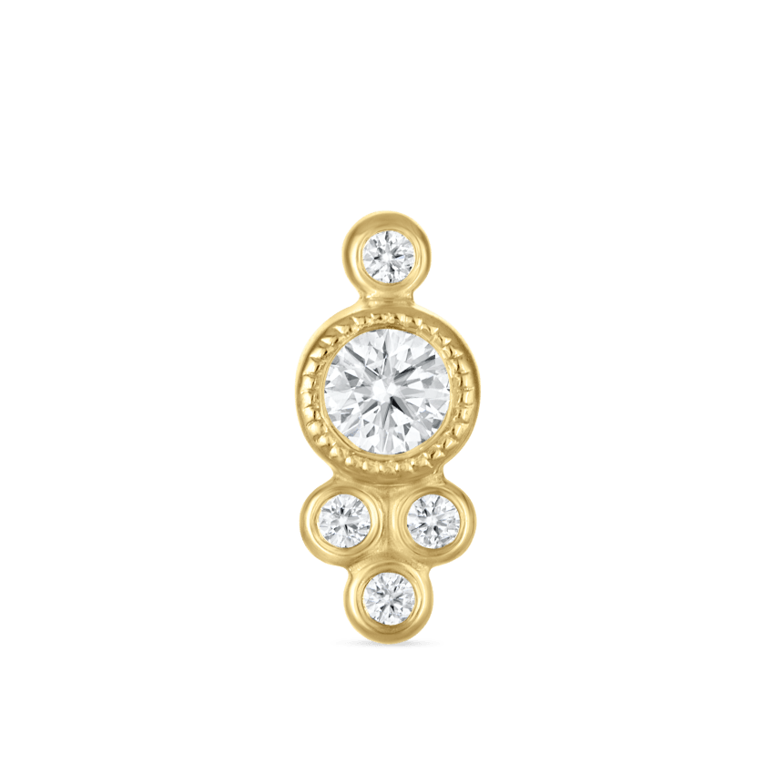 Five Diamond Trinity Threaded Stud Earring With Titanium Backing