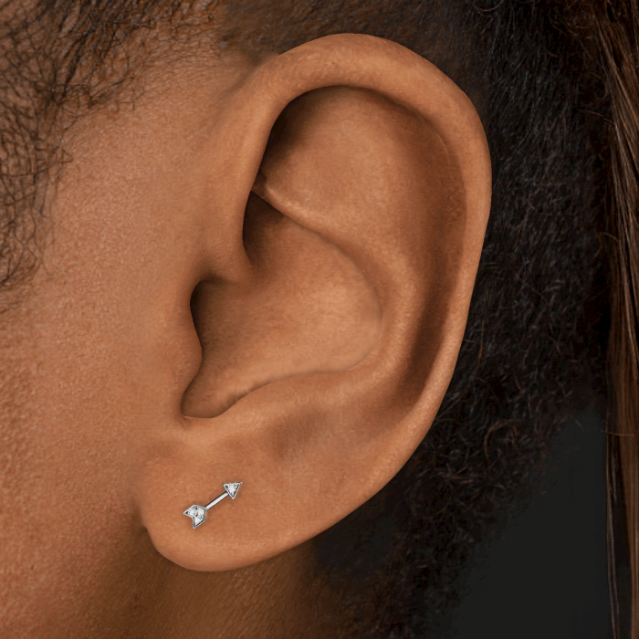 Diamond Arrow Threaded Stud Earring With Titanium Backing