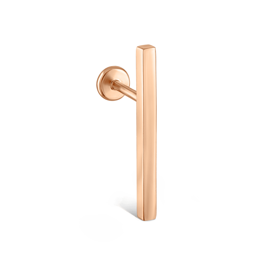 Polished Square Bar Threaded Stud Earring With Titanium Backing