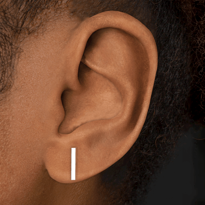 Polished Square Bar Threaded Stud Earring With Titanium Backing