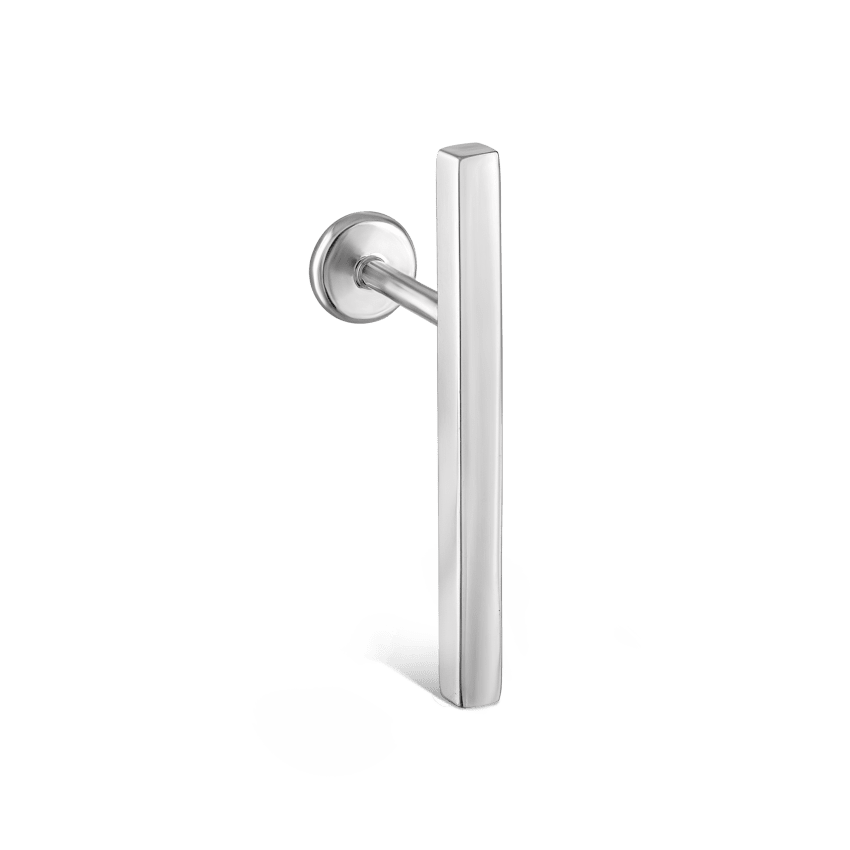 Polished Square Bar Threaded Stud Earring With Titanium Backing