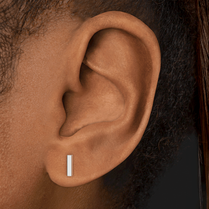 Polished Square Bar Threaded Stud Earring