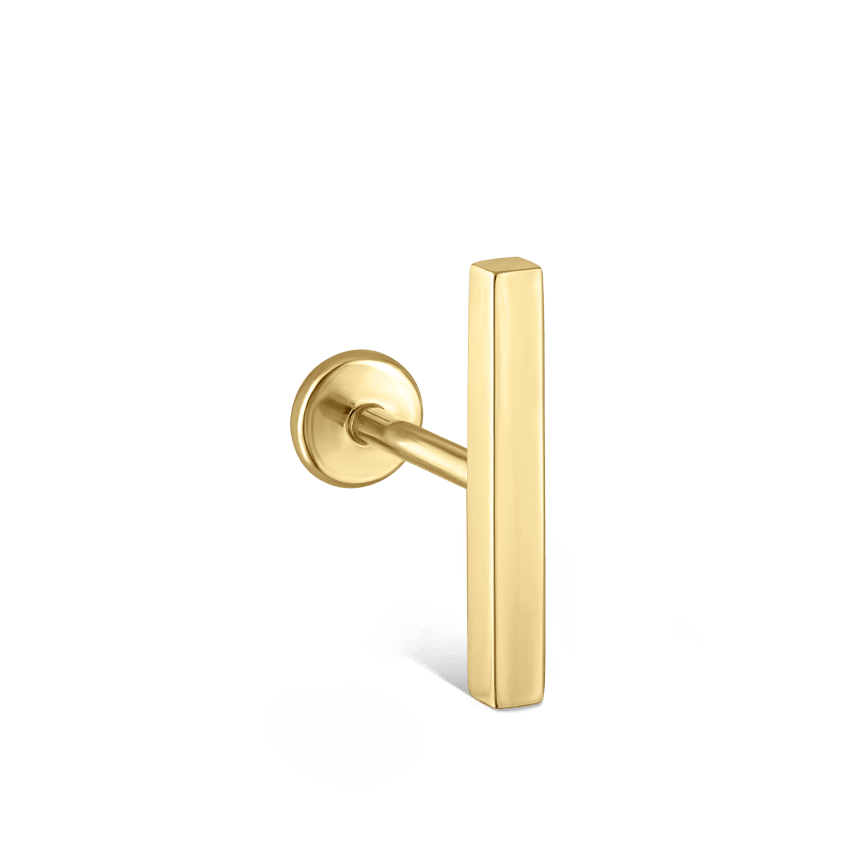 Polished Square Bar Threaded Stud Earring With Titanium Backing