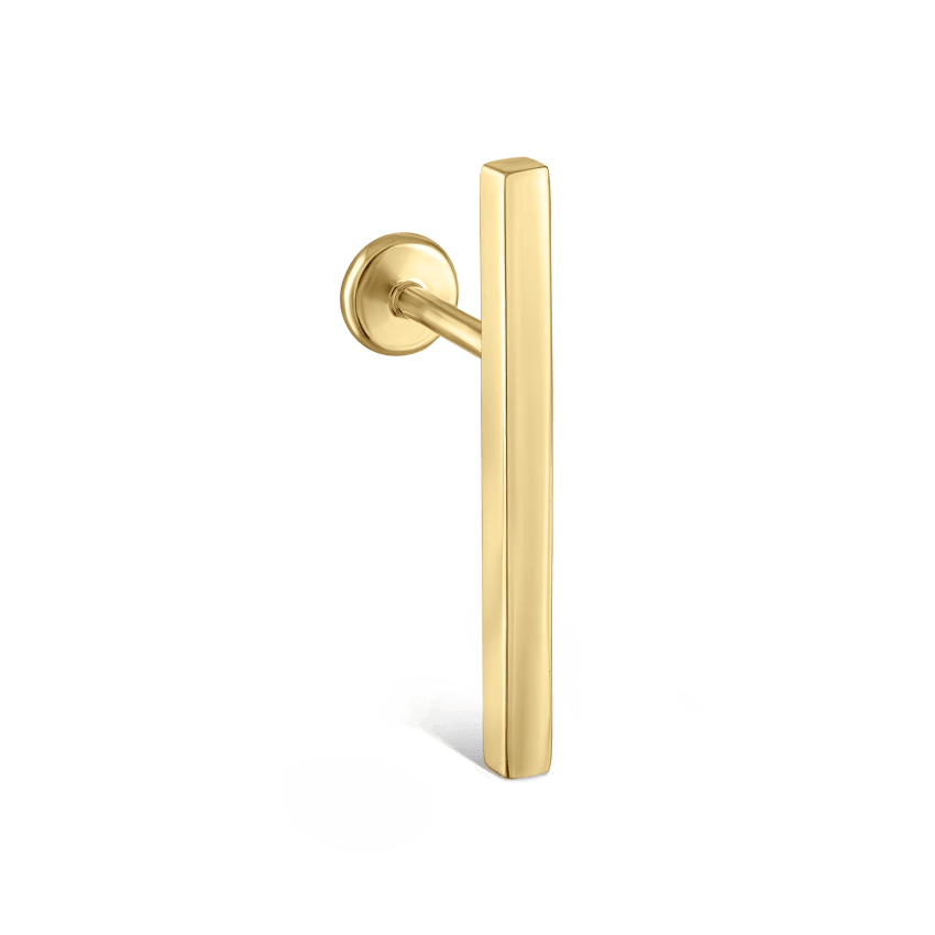 Polished Square Bar Threaded Stud Earring