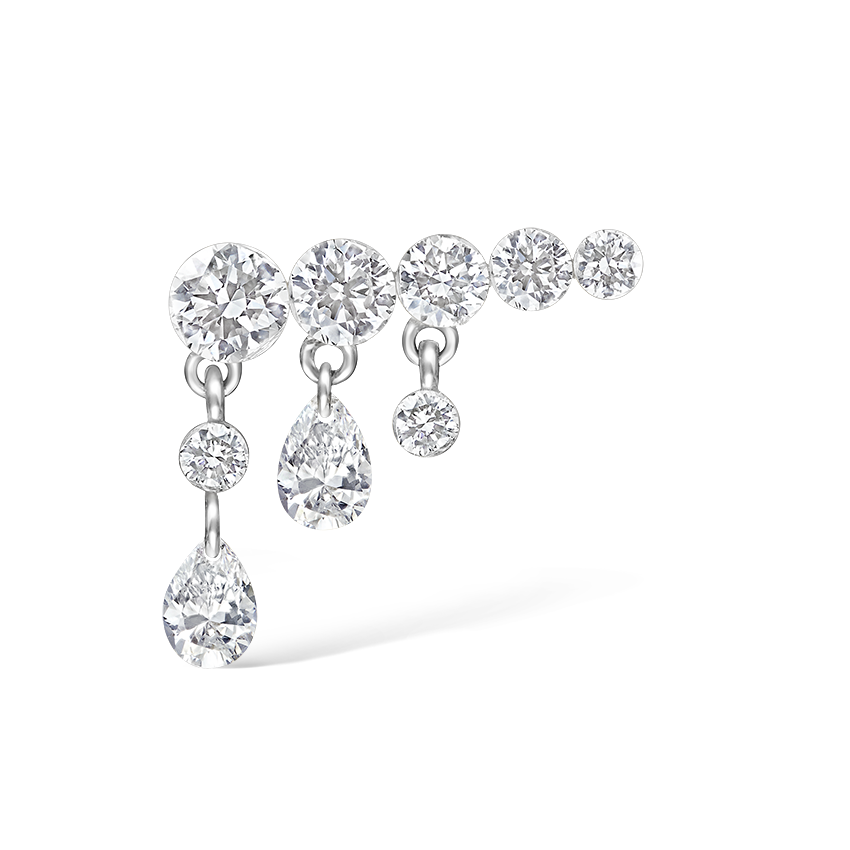 Invisible Set Diamond Crescendo Bar Threaded Stud Earring