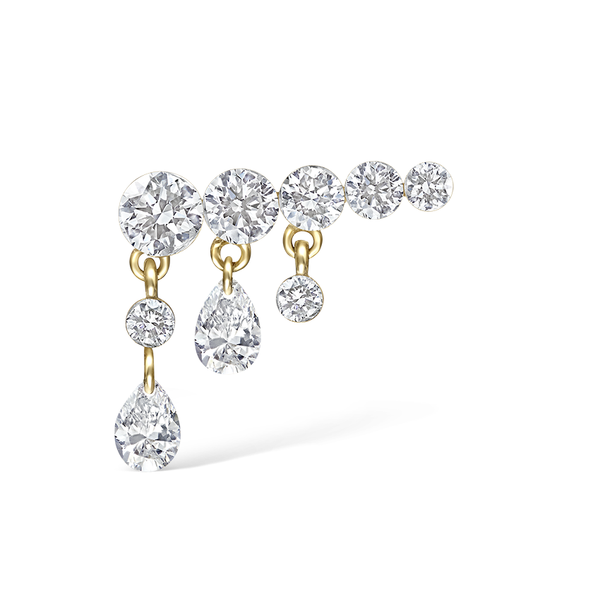 Invisible Set Diamond Crescendo Bar Threaded Stud Earring