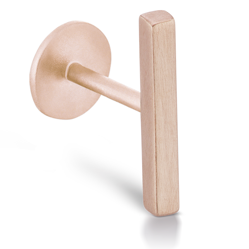 Matte Square Bar Threaded Stud Earring With Titanium Backing