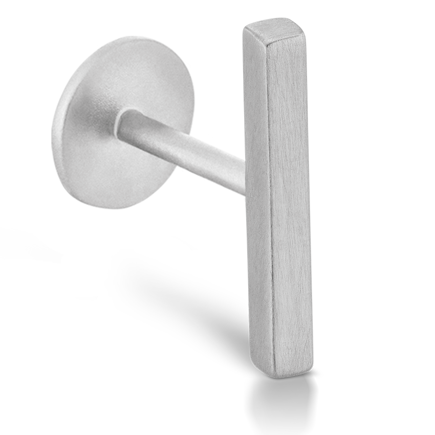 Matte Square Bar Threaded Stud Earring With Titanium Backing