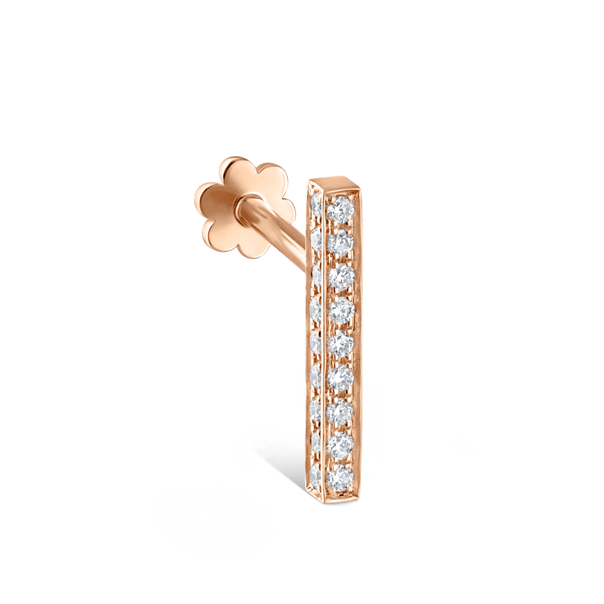 Square Diamond Pavé Bar Threaded Stud Earring With Titanium Backing