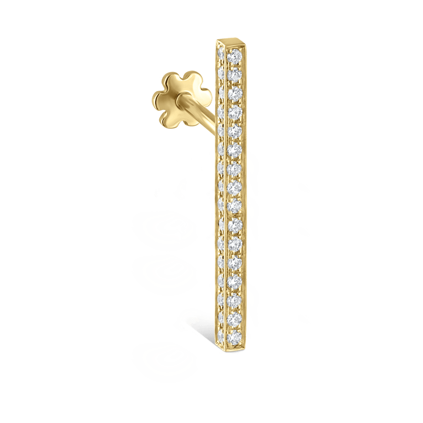 Square Diamond Pavé Bar Threaded Stud Earring With Titanium Backing