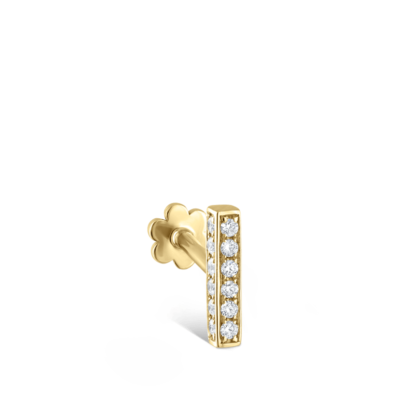 Square Diamond Pavé Bar Threaded Stud Earring With Titanium Backing