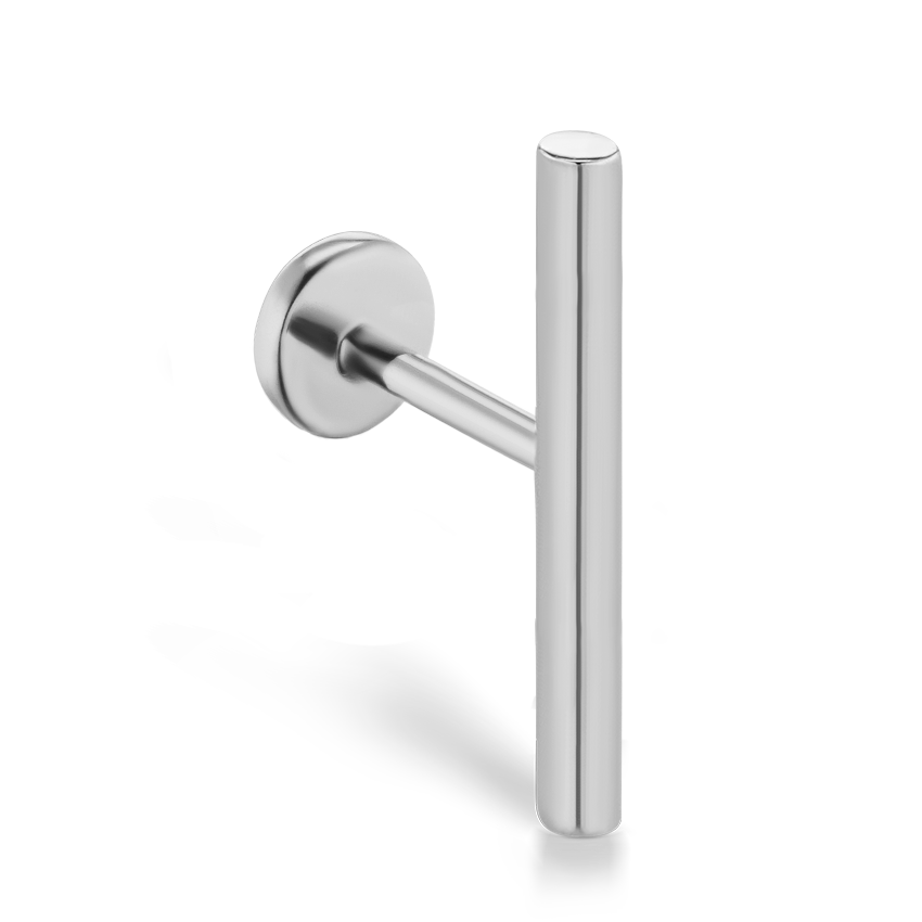 Polished Round Bar Threaded Stud Earring With Titanium Backing