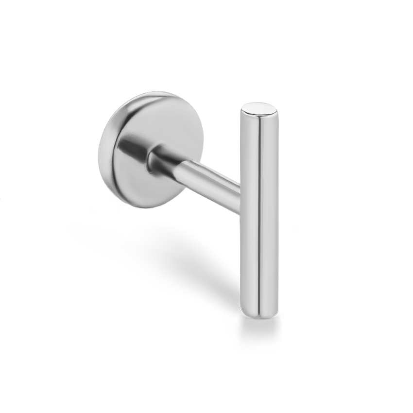 Polished Round Bar Threaded Stud Earring With Titanium Backing
