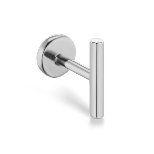 Polished Round Bar Threaded Stud Earring With Titanium Backing