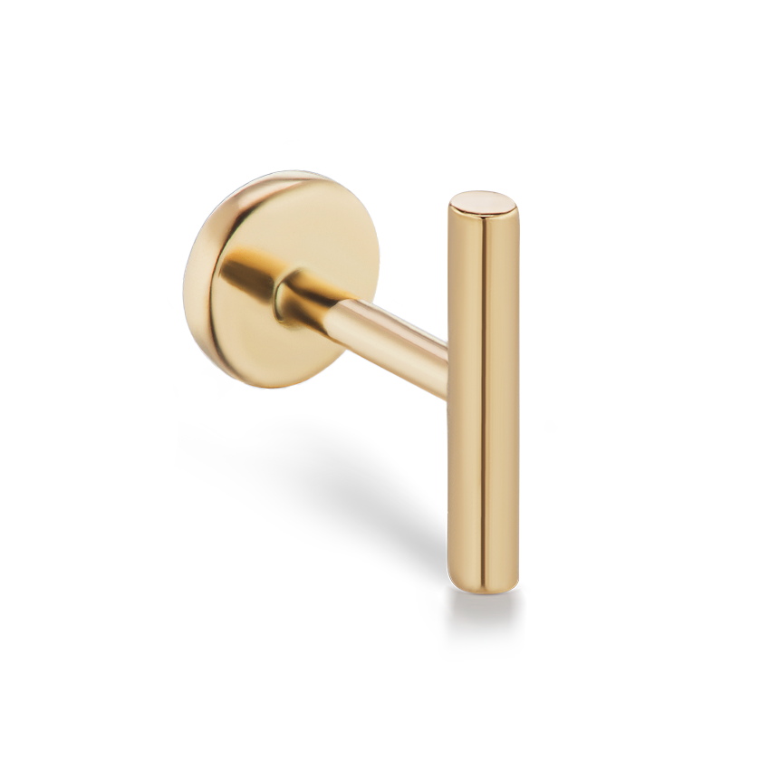 Polished Round Bar Threaded Stud Earring With Titanium Backing