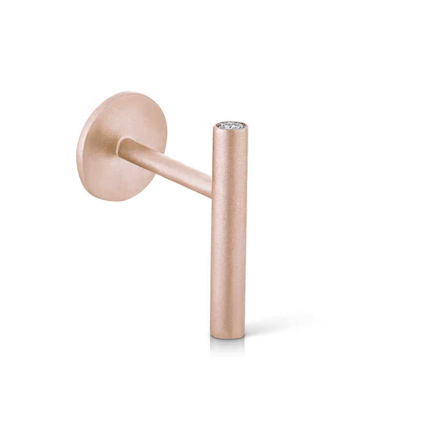Matte Round Bar with Diamond Ends Threaded Stud Earring With Titanium Backing