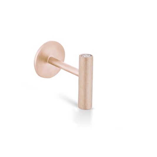 Matte Round Bar with Diamond Ends Threaded Stud Earring