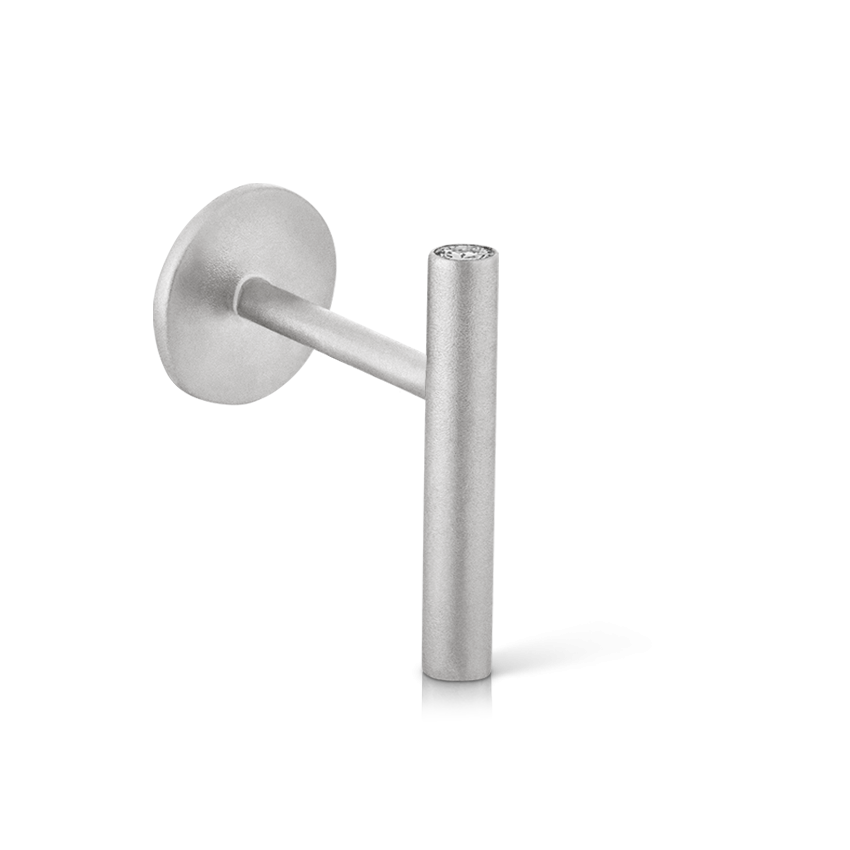 Matte Round Bar with Diamond Ends Threaded Stud Earring
