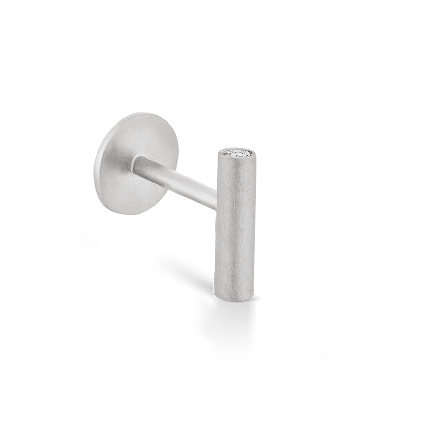Matte Round Bar with Diamond Ends Threaded Stud Earring