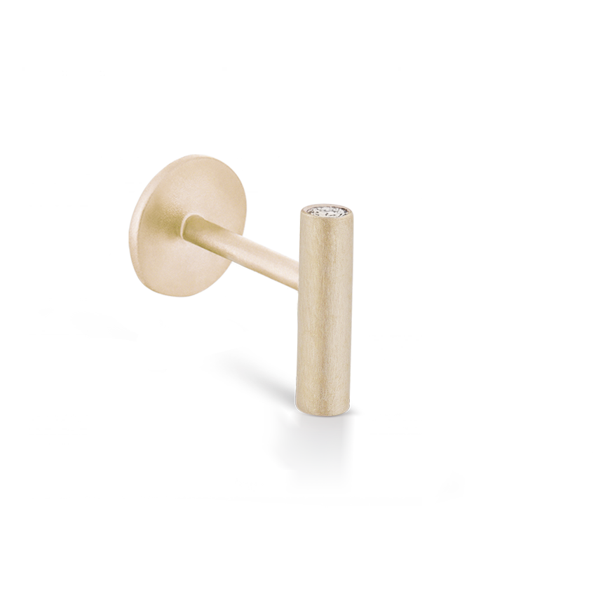 Matte Round Bar with Diamond Ends Threaded Stud Earring With Titanium Backing
