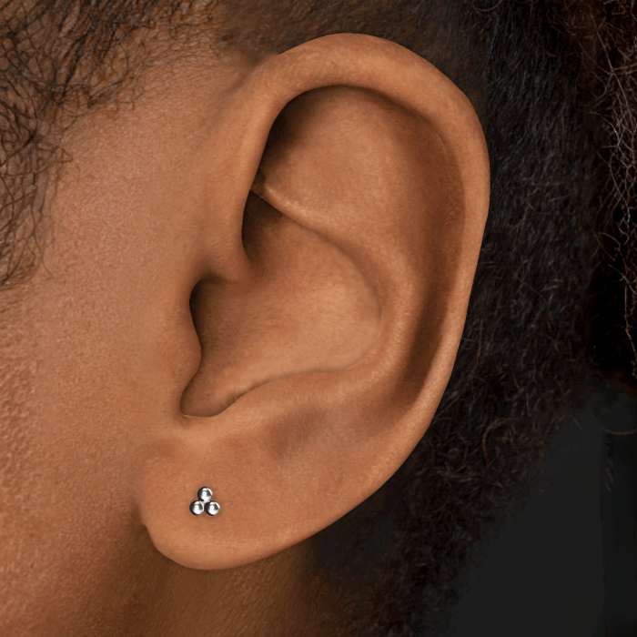Ball Trinity Threaded Stud Earring With Titanium Backing