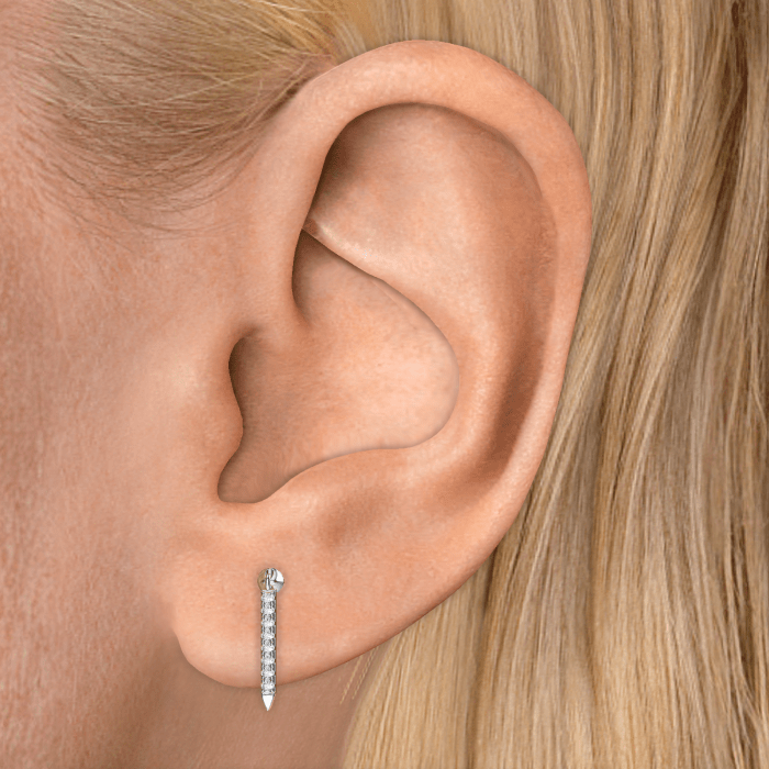 Diamond Eternity Bar Charm Threaded Stud Earring