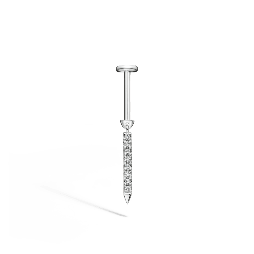 Diamond Eternity Bar Charm Threaded Stud Earring With Titanium Backing