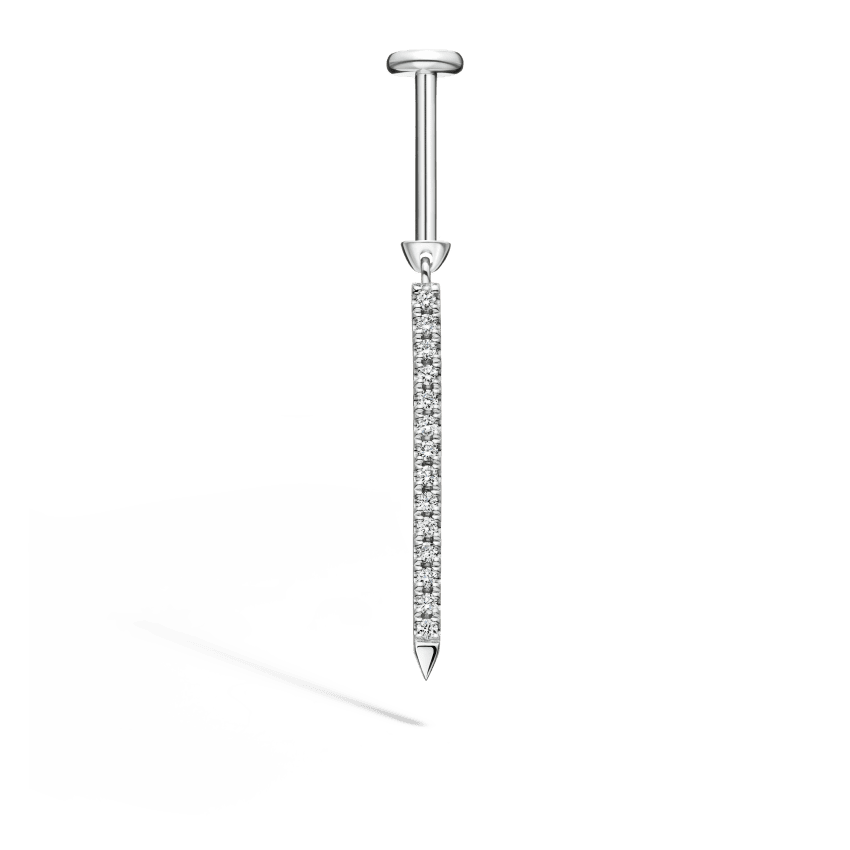 Diamond Eternity Bar Charm Threaded Stud Earring With Titanium Backing