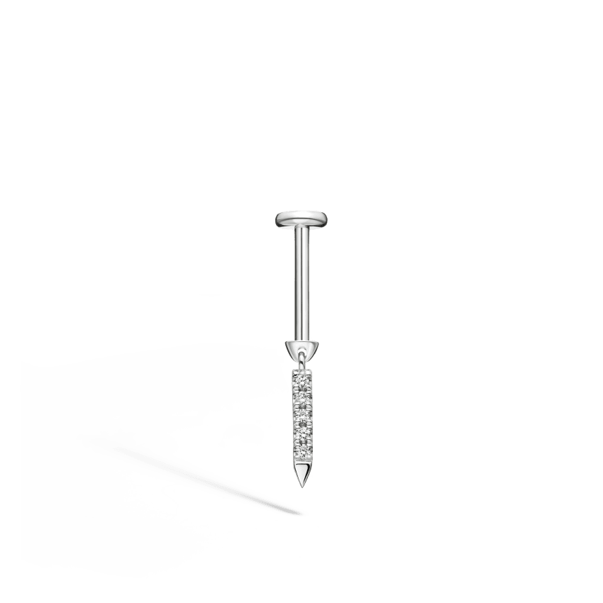 Diamond Eternity Bar Charm Threaded Stud Earring With Titanium Backing