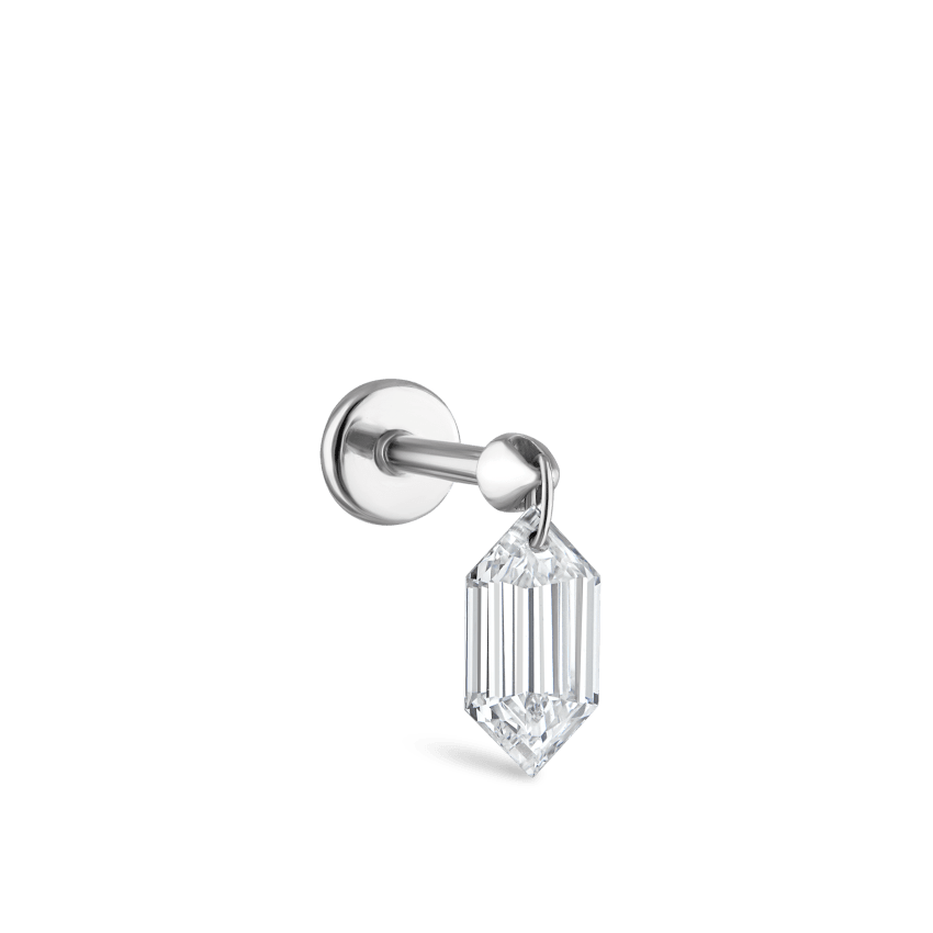 Floating Chevronelle Cut Diamond Threaded Stud Earring