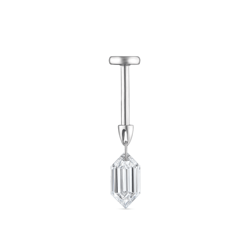 Floating Chevronelle Cut Diamond Threaded Stud Earring