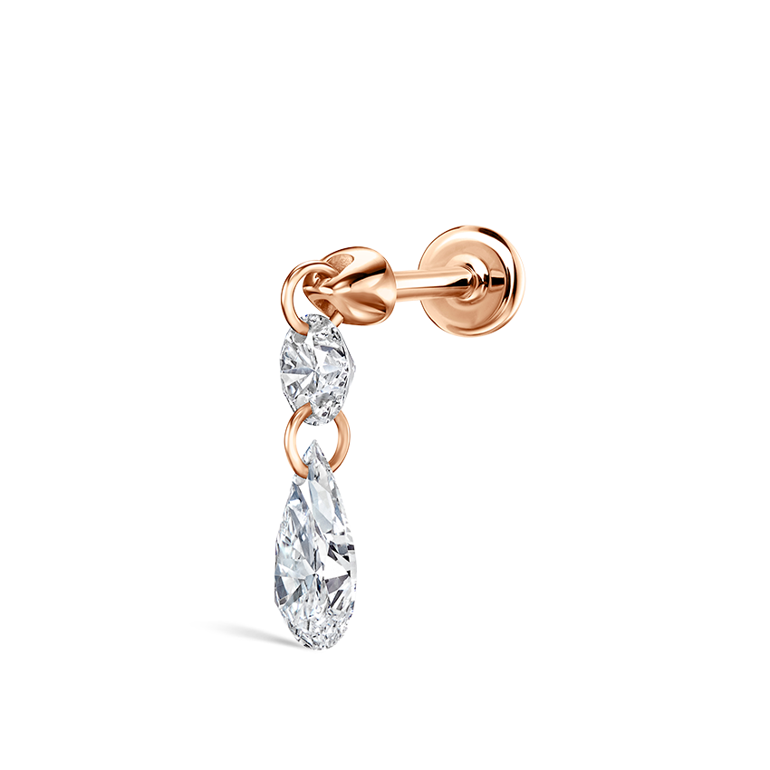 Floating Double Diamond Threaded Charm Earring With Titanium Backing