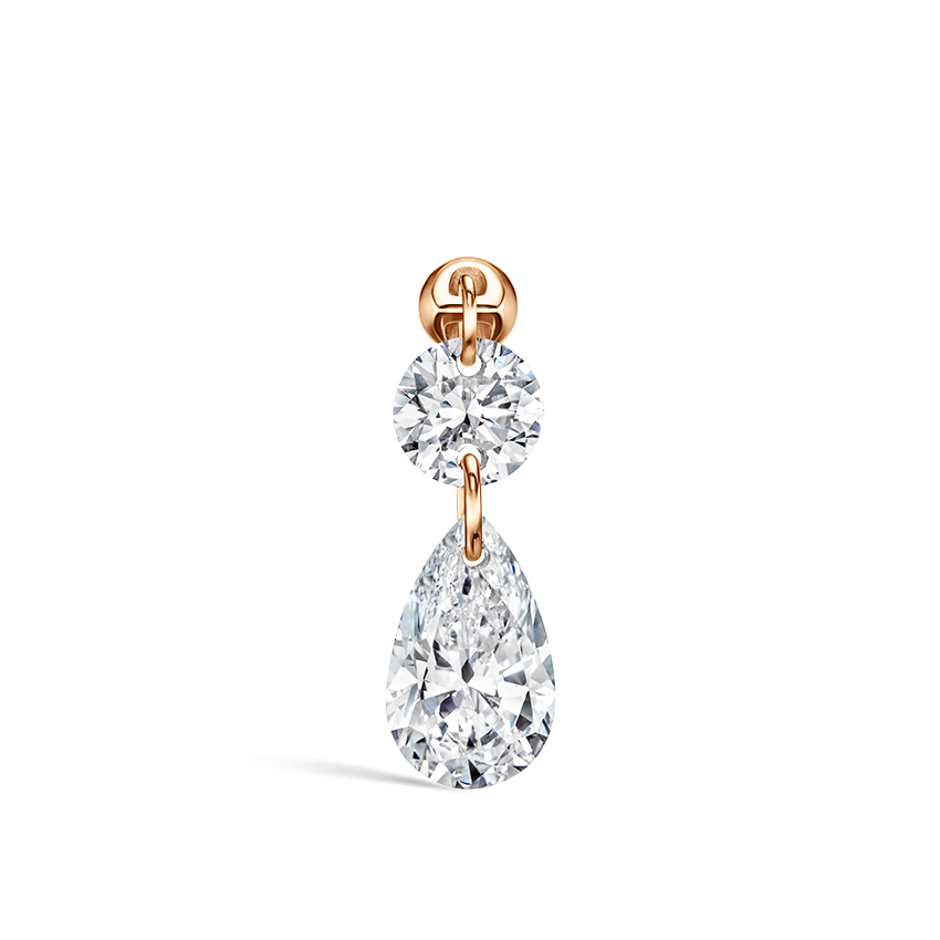 Floating Double Diamond Threaded Charm Earring With Titanium Backing