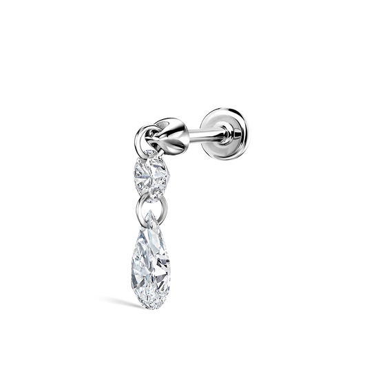 Floating Double Diamond Threaded Charm Earring